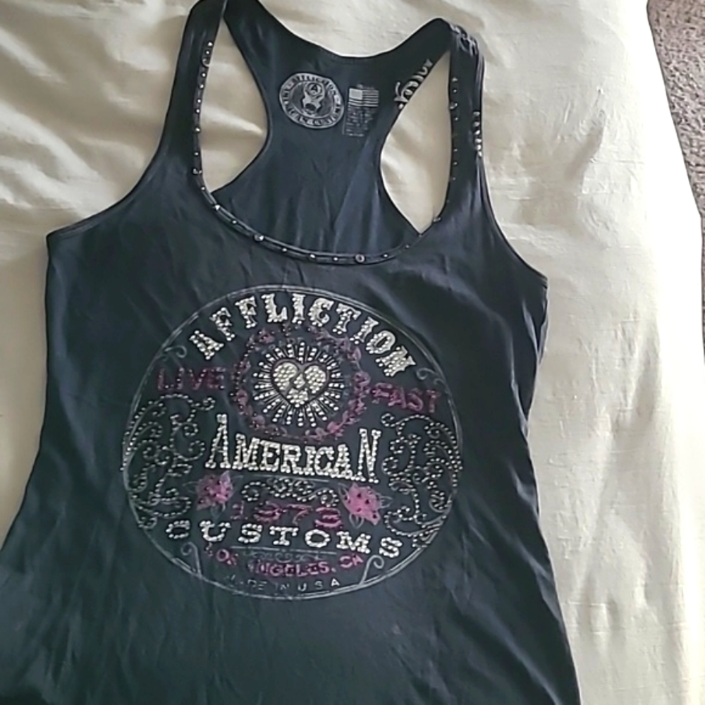 Affliction bling racer back